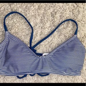 BLUE AND WHITE STRIPED BIKINI TOP